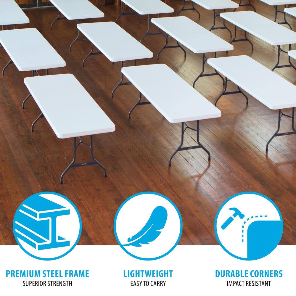 Lifetime 8 ft. White Gray Sand Granite Plastic Top Folding Banquet Table (Commercial) 22980