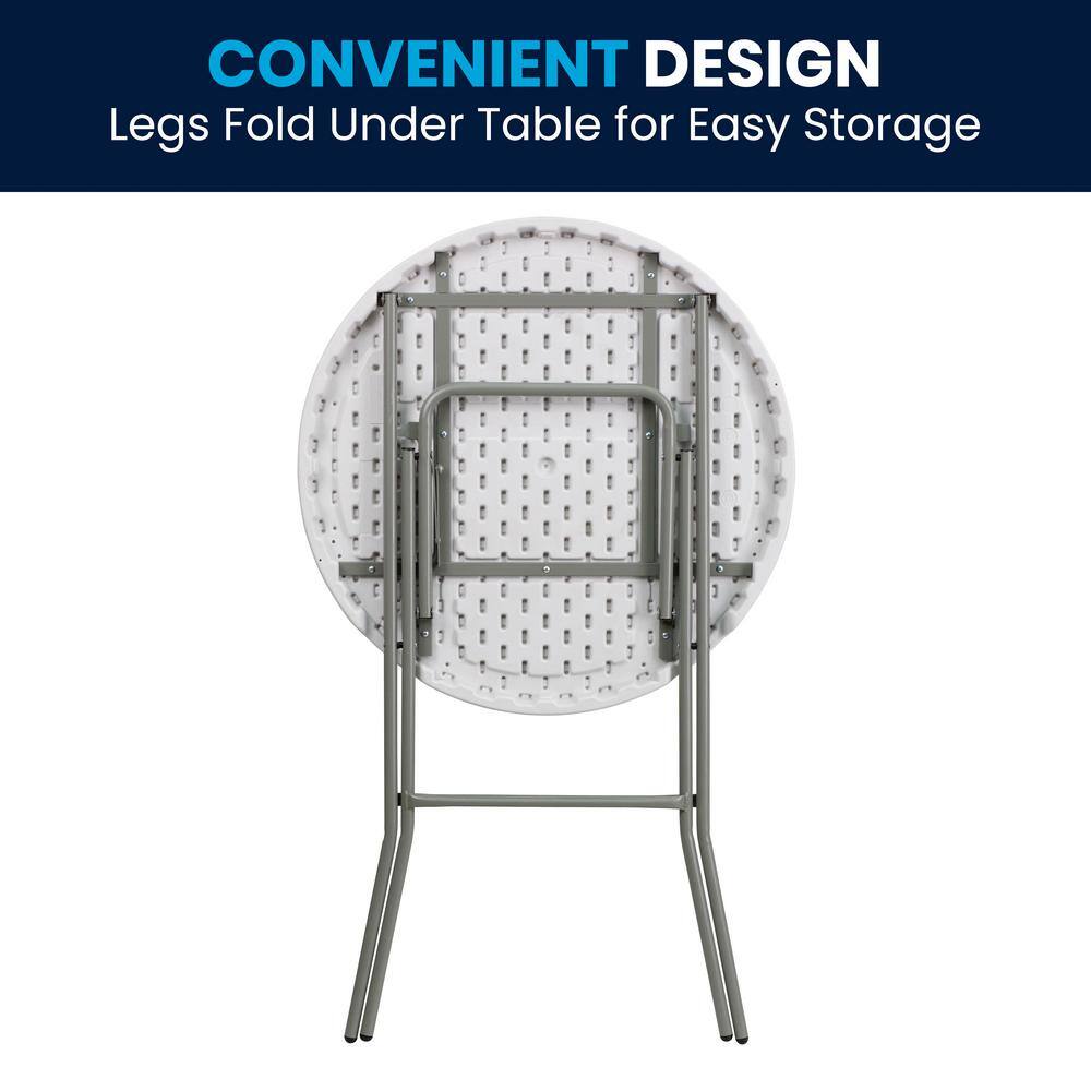 Carnegy Avenue Elon 31.25 in. L Round Granite White Plastic Top Folding Bar Table CGA-FLF-17482-GR-HD