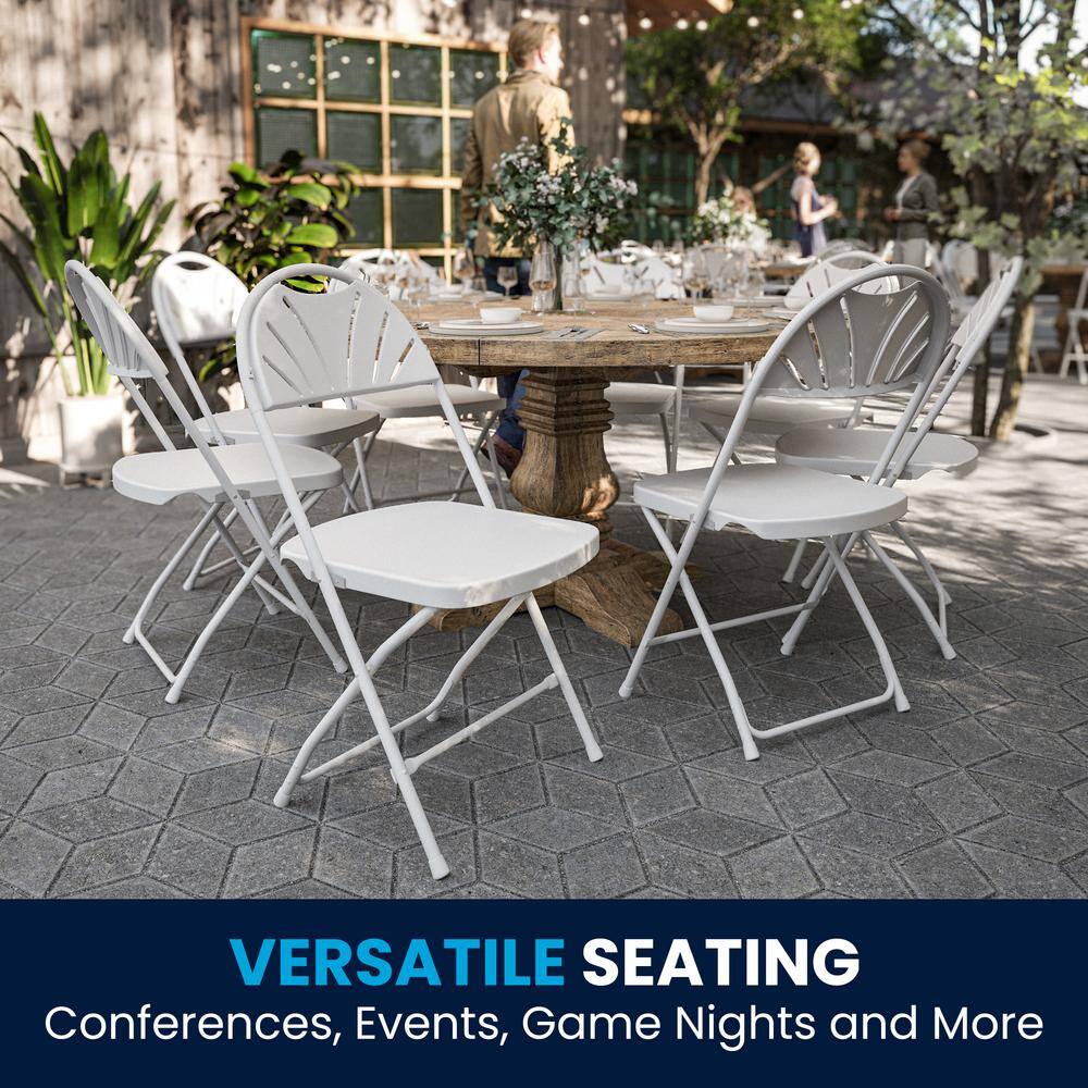 Carnegy Avenue White Metal Folding Chair (Set of 8) CGA-Y-14195-WH-HD