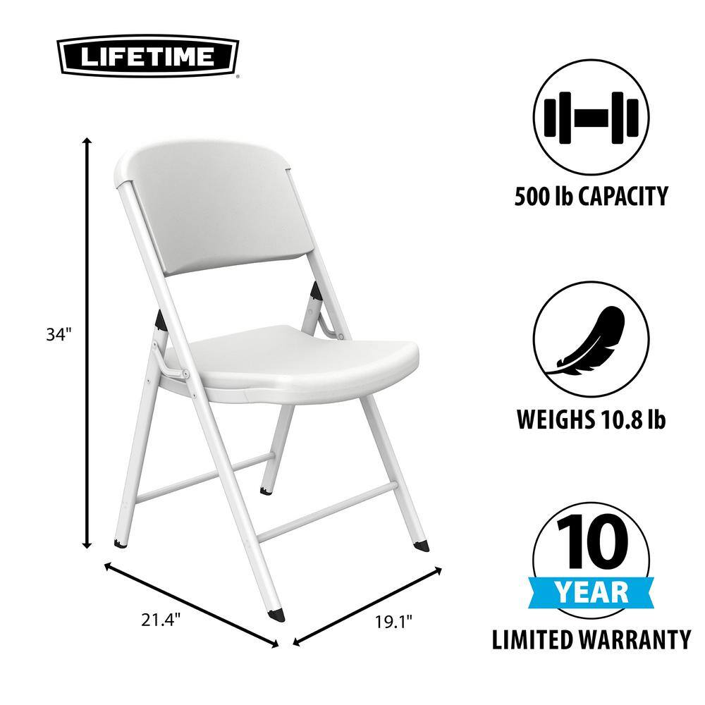 Lifetime White Plastic Seat Metal Frame Outdoor Safe Folding Chair (Set of 4) 80359