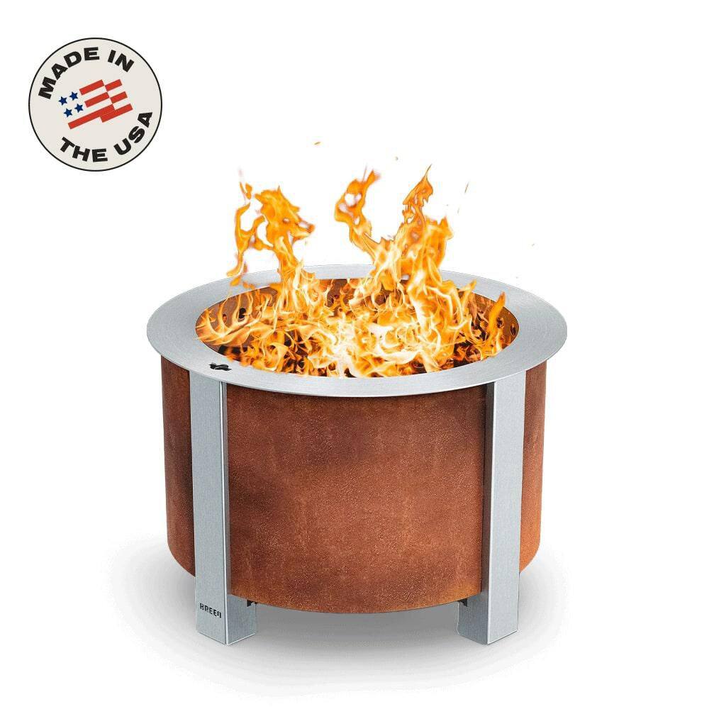 Breeo X Series 19 Smokeless Fire Pit - Heavy-Gauge Stainless Steel Material - Compatible w/ Cooking and Grilling- Corten Steel BR-X19P