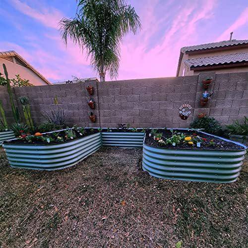 vego garden 17 in. Tall U-Shape Raised Garden Bed Metal Planter Box for Vegetables Flowers Ground Jumbo Size British Green VBUJB17BG