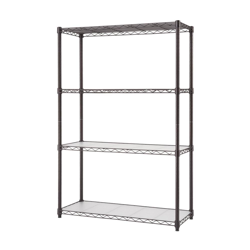 TRINITY Dark Bronze 4-Tier Steel Wire Shelving Unit with Liners (36 in. W x 54 in. H x 14 in. D) TBFPBR-0943