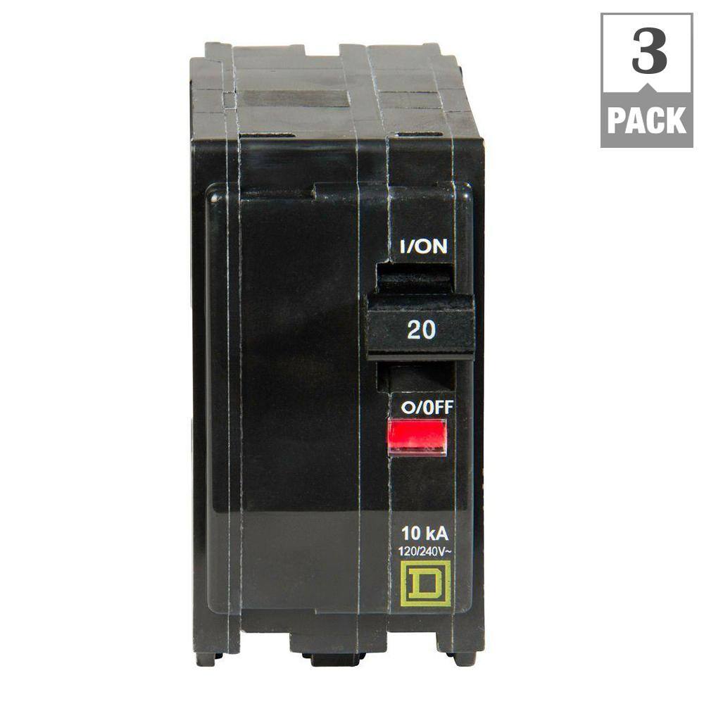 Square D QO 20 Amp 2-Pole Circuit Breaker (3-Pack) QO220CP3