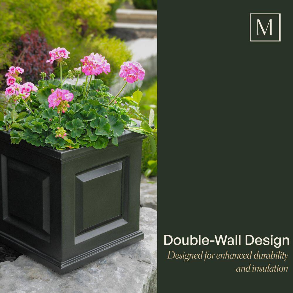 Mayne Nantucket 16 in. Square Self-Watering Espresso Polyethylene Planter 5865-ES
