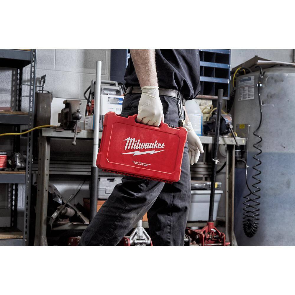 Milwaukee 3/8 in. Drive Metric Ratchet and Socket Mechanics Tool Set (32-Piece) 48-22-9508