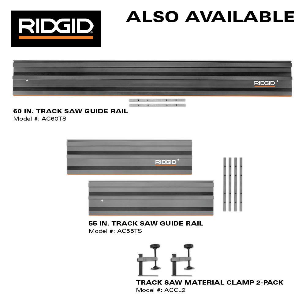 RIDGID 18V (2) 4.0 Ah Batteries and Charger Kit with 18V Brushless Cordless 6-1/2 in. Track Saw AC93044SBN-R48630B