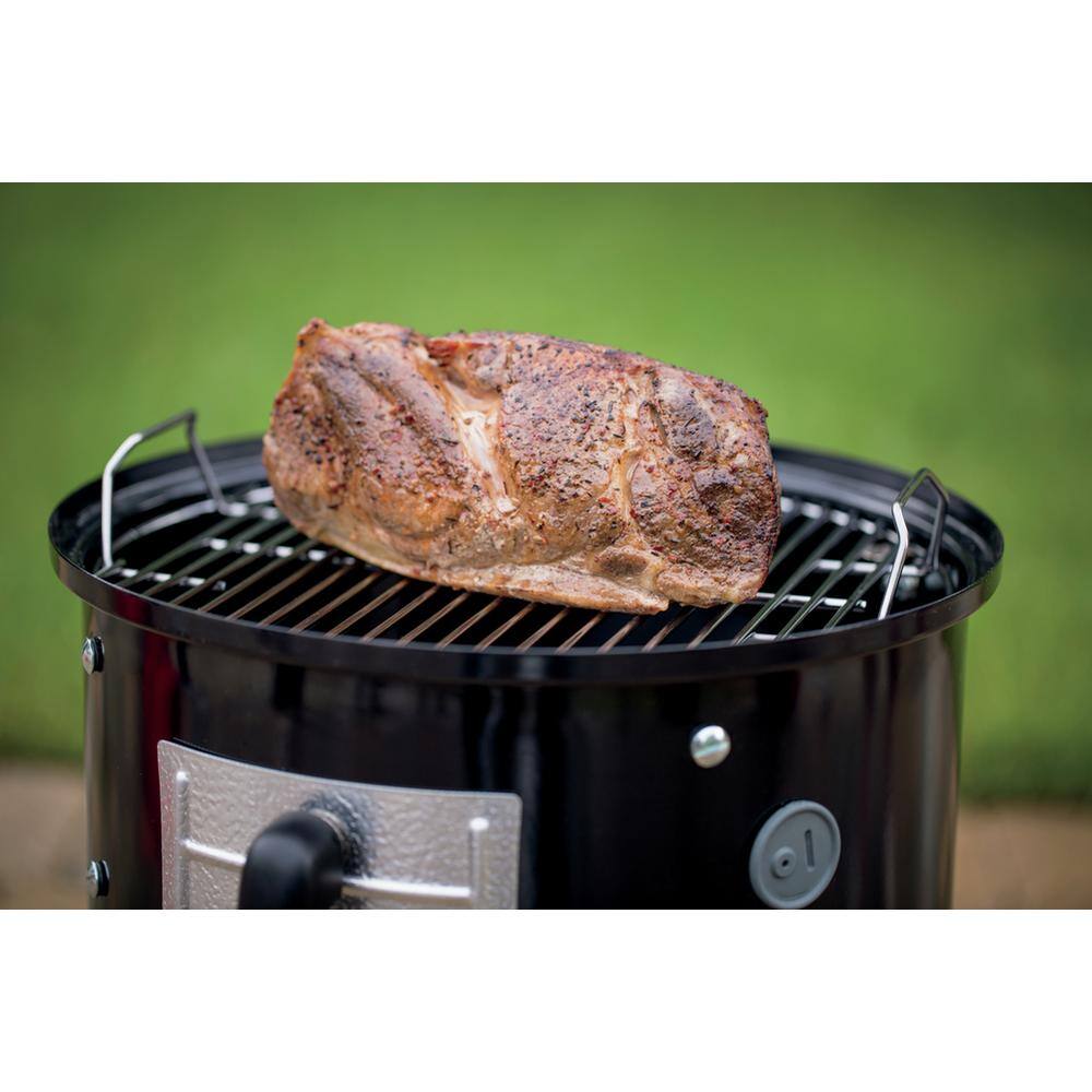 Weber 18 in. Smokey Mountain Charcoal Cooker Smoker in Black with Cover and Built-In Thermometer 721001