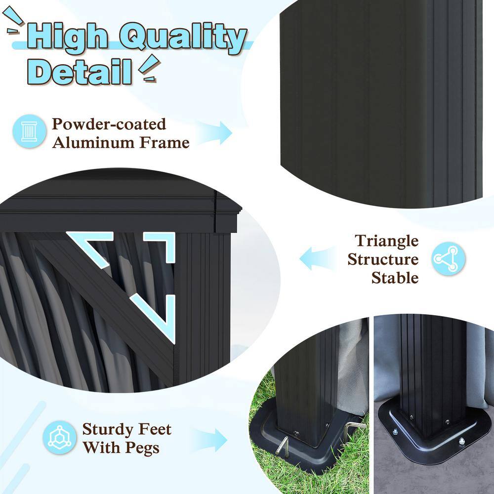 VEIKOUS 24 ft. W x 14 ft. L Aluminum Double Hardtop Gazebo with Curtains and Netting PG0201-24-4