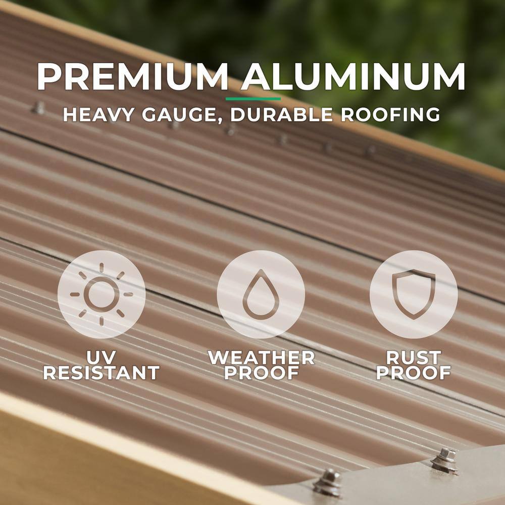 Yardistry Carolina 11 ft. x 13 ft. Premium Outdoor Cedar Backyard Patio Shade Pavilion with Brown Aluminum Gazebo Style Roof YM11726