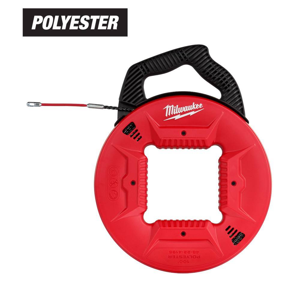 Milwaukee 100 ft. x 13 in. Polyester Fish Tape with Flexible Metal Leader and Rasping Jab Saw 48-22-4195-48-22-0104