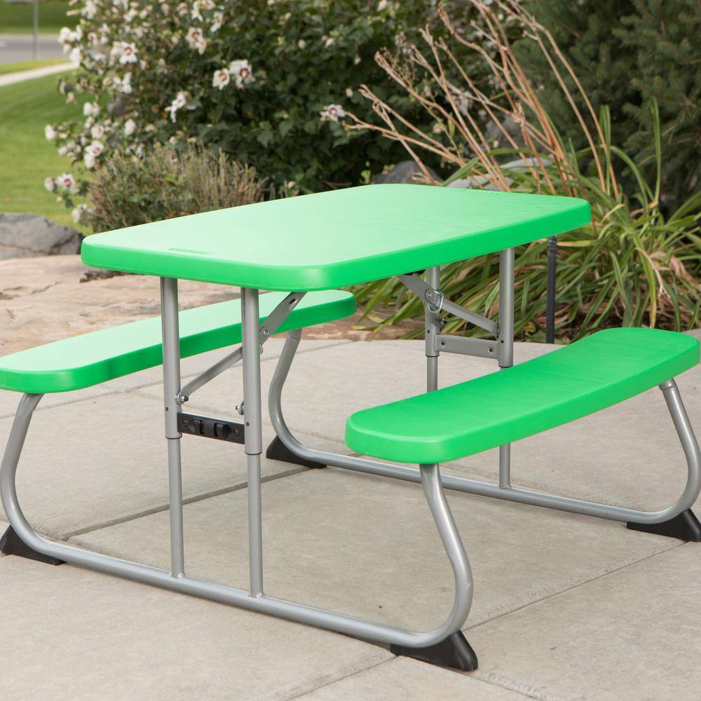 Lifetime 35.4 in. Green Rectangle Steel and Resin Kids Picnic Table Seats 4 260262