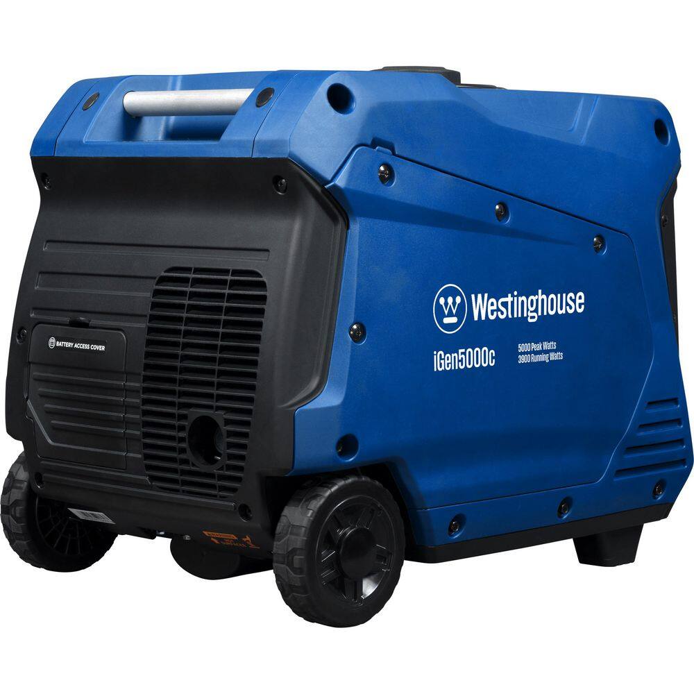 Westinghouse 5,000-Watt Gas Powered Portable Inverter Generator with Remote Electric Start, LED Data Center iGen5000c