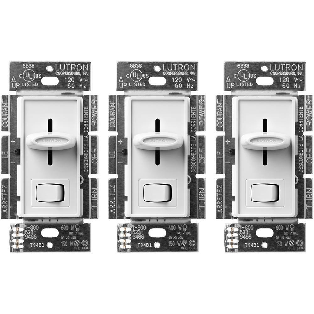 Lutron Skylark LED+ Dimmer Switch for Dimmable LED Bulbs, 150W LED/Single-Pole or 3-Way, White (SCL-153PR-3-WH) (3-Pack) SCL-153PR-3-WH
