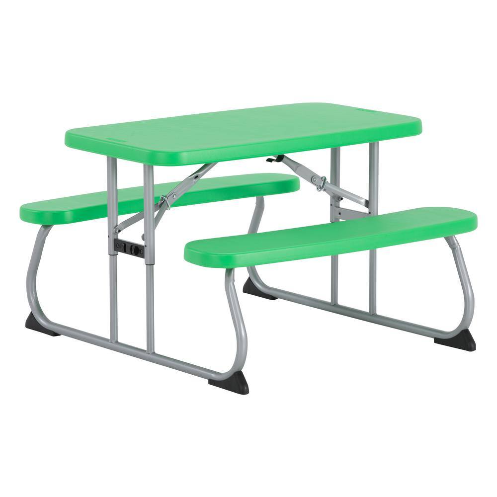Lifetime 35.4 in. Green Rectangle Steel and Resin Kids Picnic Table Seats 4 260262