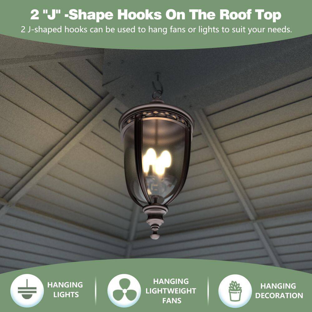 VEIKOUS 12 ft. W x 10 ft. L x 8.7 ft. H Aluminum Hardtop Gazebo with Grey Curtains and Netting PG0201-20-1