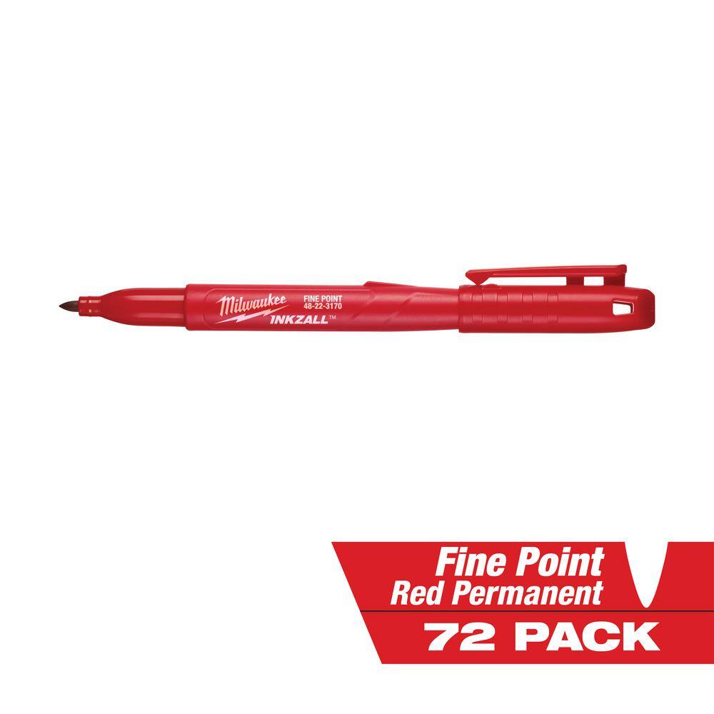 Milwaukee INKZALL Red Fine Point Jobsite Permanent Marker (72-Pack) 48-22-3170-72X