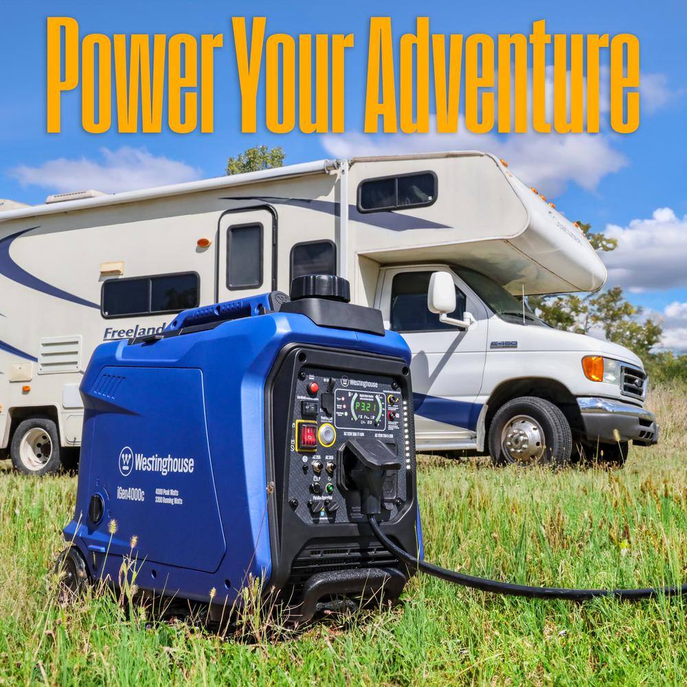 Westinghouse 4,000-Watt Gas Powered Portable Inverter Generator with Remote Electric Start, LED Data Center iGen4000c