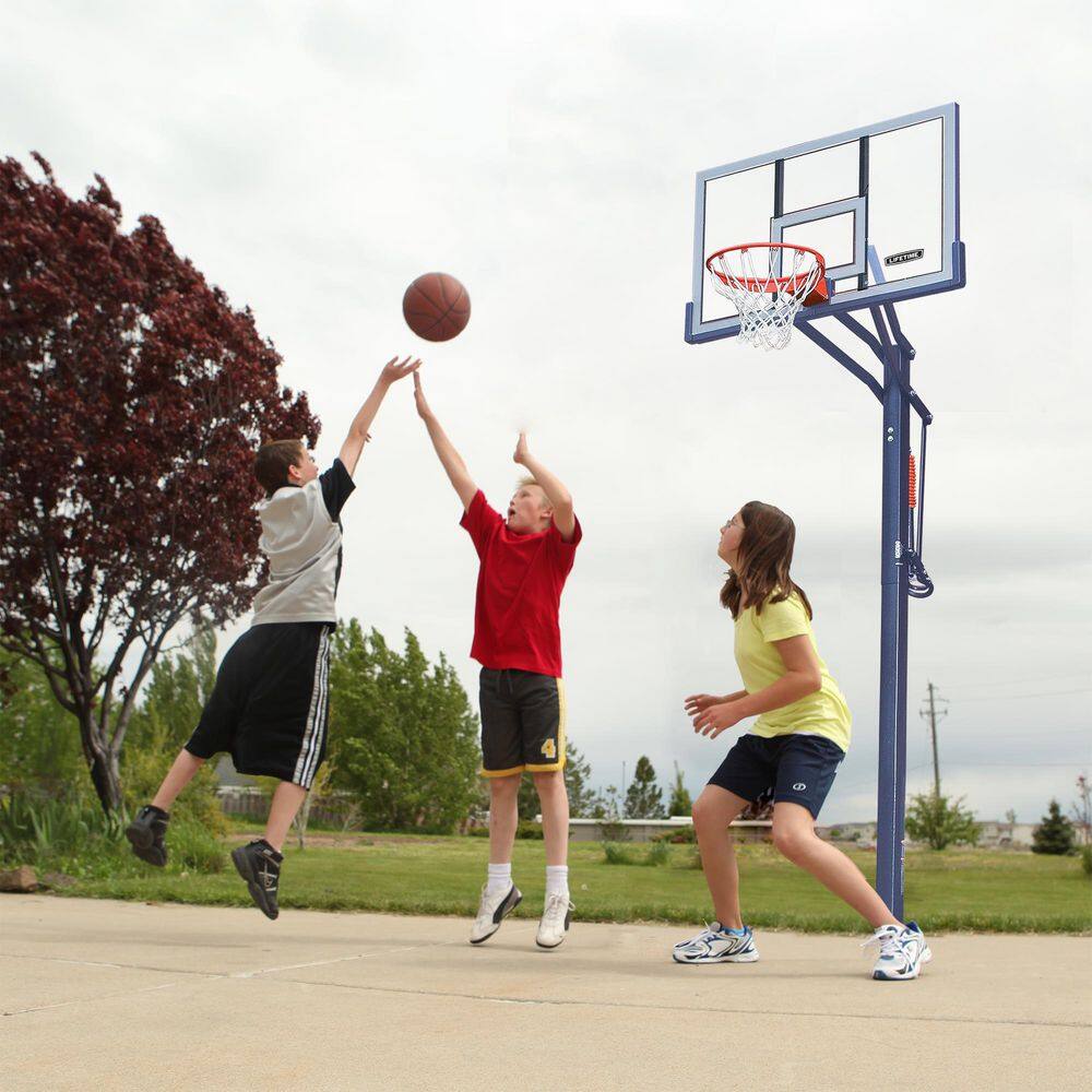 Lifetime 54 in. Acrylic Power Lift In-Ground Basketball System 78888