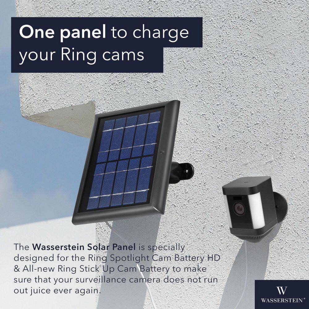 Wasserstein Solar Panel Compatible with Ring Spotlight Cam Battery, Ring Stick Up Cam Battery and Reolink Argus Pro (2 Pack, Black) 4897080227429