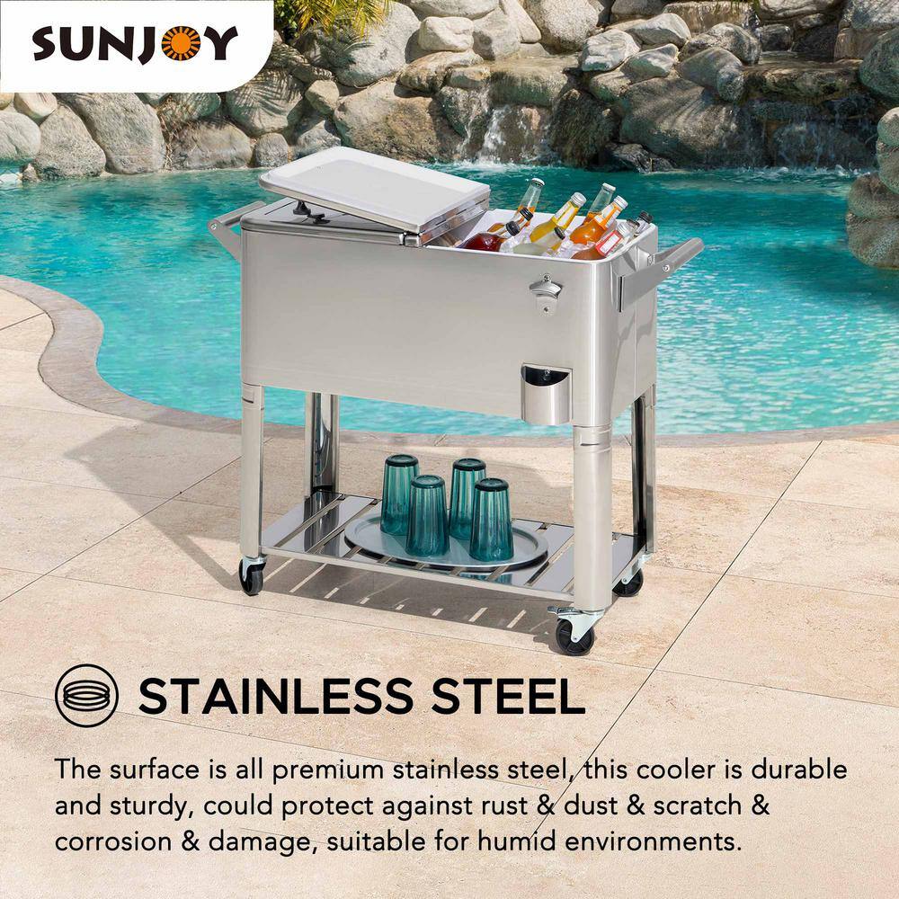 Sunjoy 80 QT. Outdoor Stainless Steel Cooler A601000330