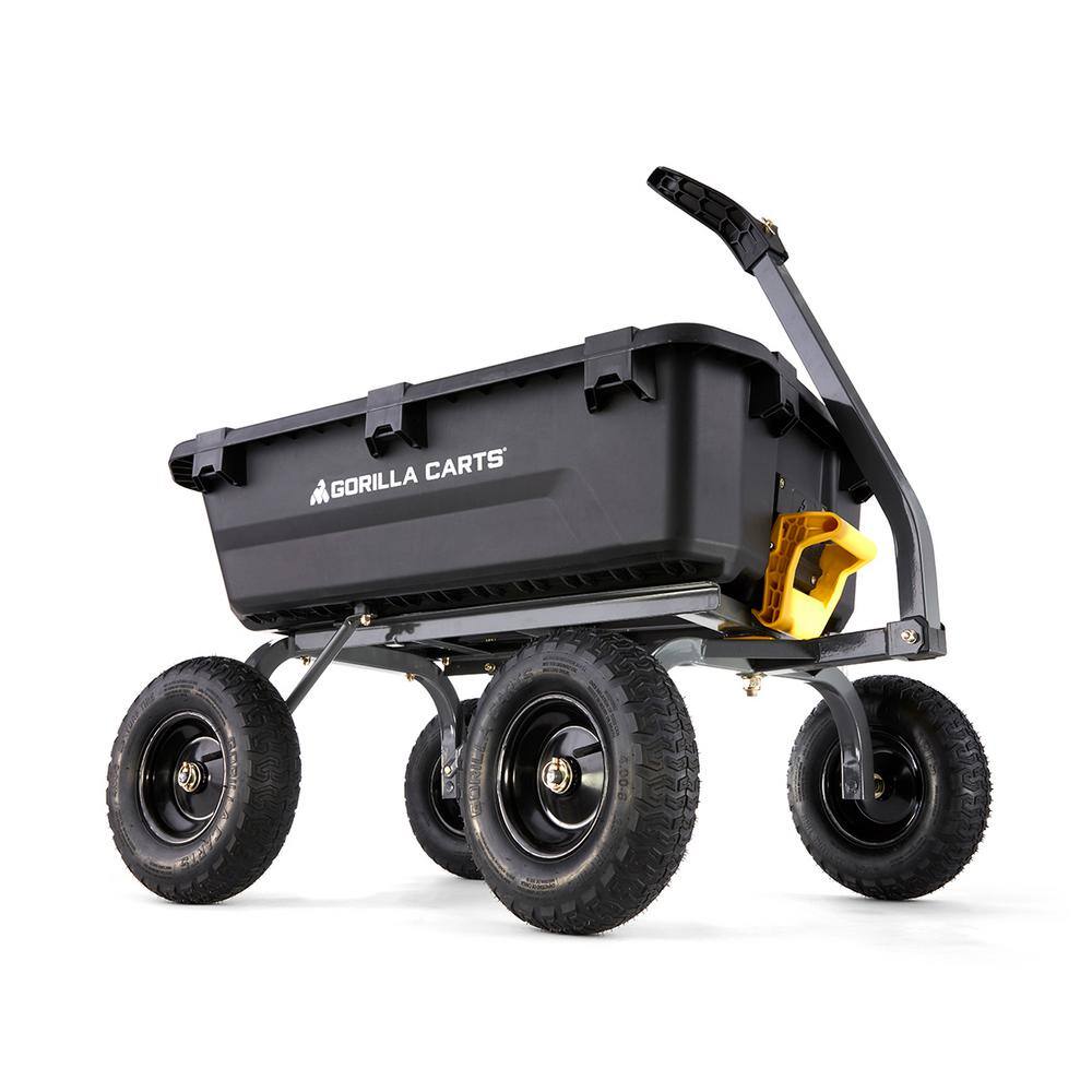 GORILLA CARTS 7 cu. ft. (40 in. x 27 in. x 11 in.), Patented Poly Bed Dumping Garden Cart, 1200 lbs. Capacity, Pull/Tow Handle Design GCG-7