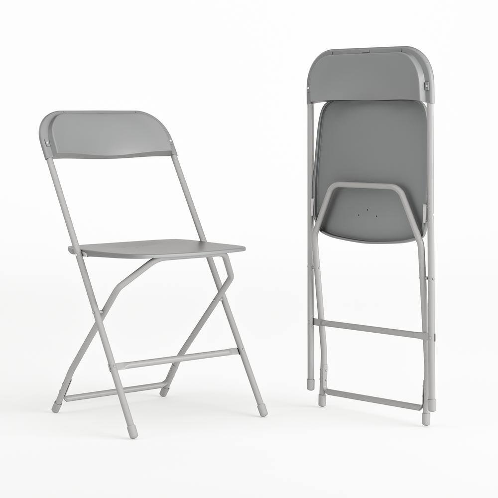 Carnegy Avenue Grey Plastic Seat with Metal Frame Folding Chair (Set of 2) CGA-LE-274400-GR-HD