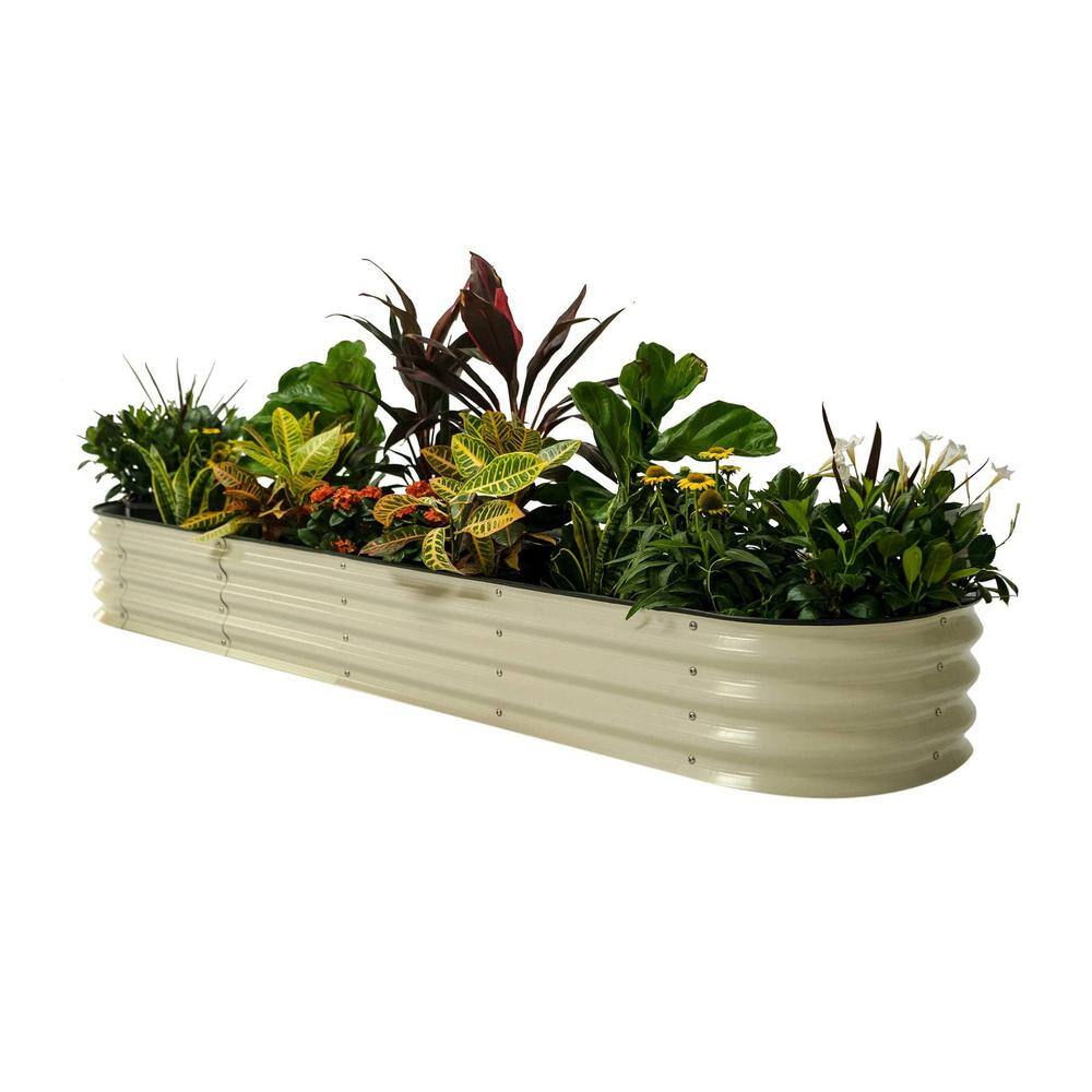 vego garden 11 in. Tall 9 in. 1 Modular Pearl White Metal Raised Garden Bed Kit VB9N111W