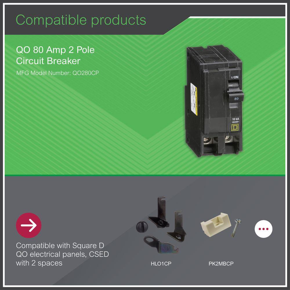 Square D QO 80 Amp 2-Pole Circuit Breaker QO280CP