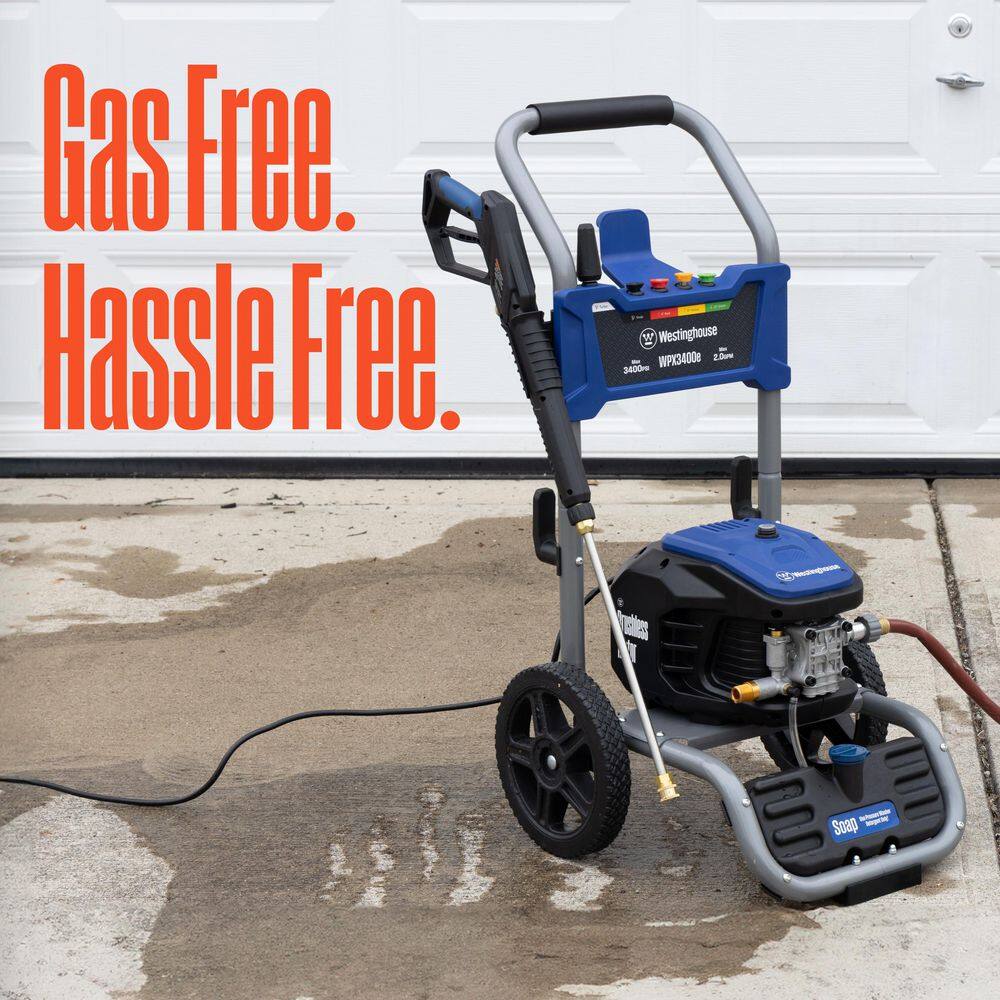 Westinghouse 3400 PSI 2 GPM 13 Amp Electric Powered Pressure Washer with Brushless Motor, Turbo Nozzle and 5 Quick Connect Tips WPX3400e