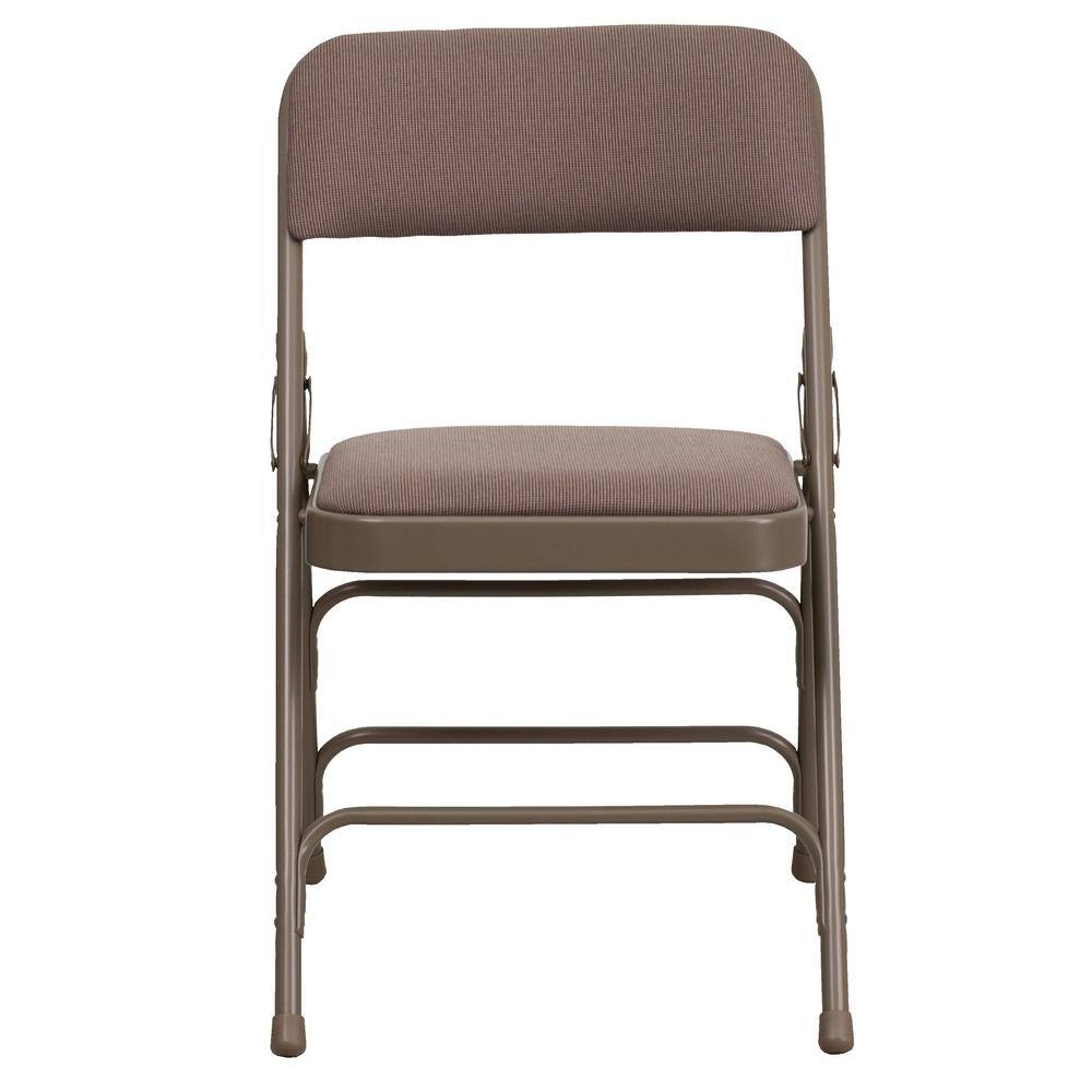 Carnegy Avenue Beige Fabric/Beige Frame Metal Folding Chair (4-Pack) CGA-HF-5873-BE-HD