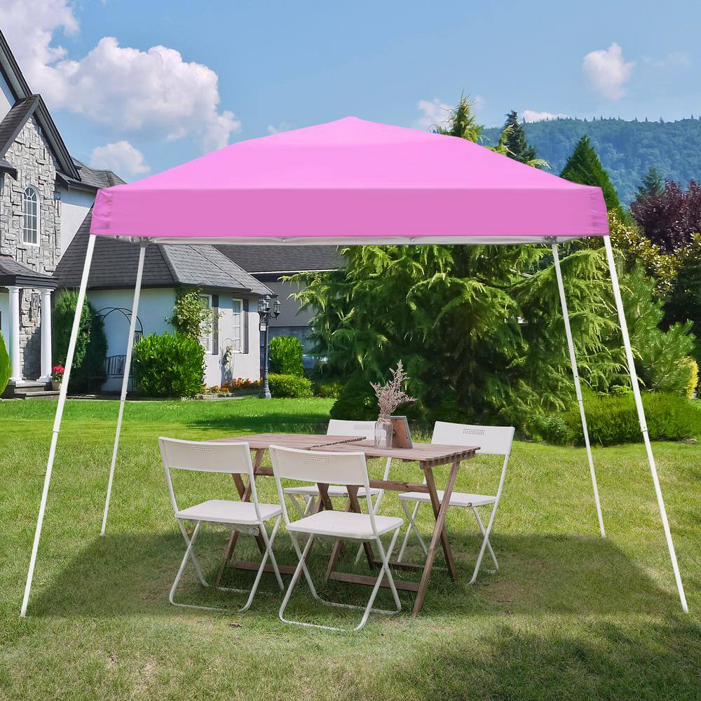 OVASTLKUY 10 ft. x 10 ft. Pink Outdoor Patio Pop Up Canopy Tent G040PI-P