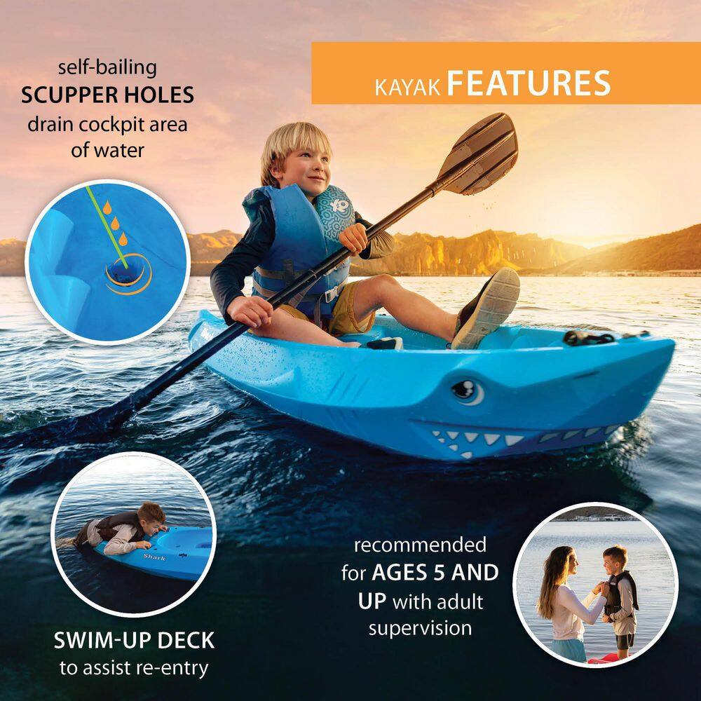 Lifetime 6 ft. Blue Shark 60 Youth Kayak with Paddle 91355