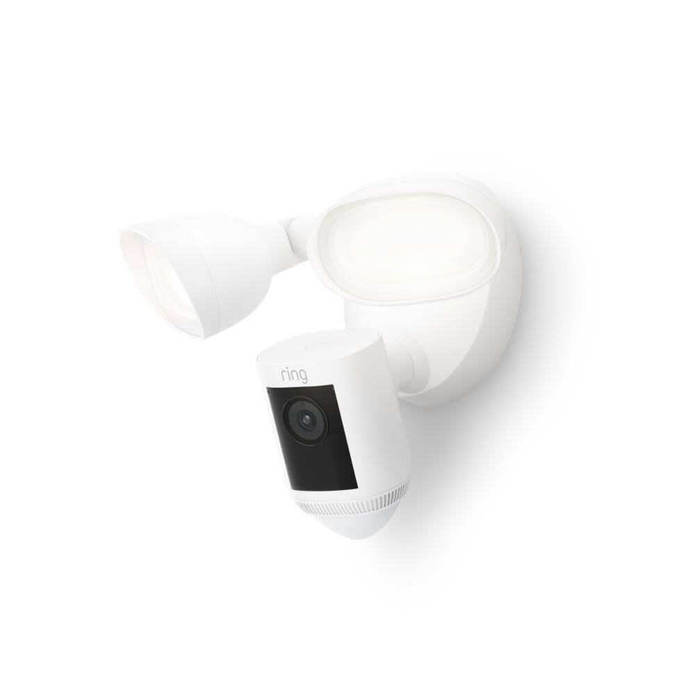 Ring Floodlight Cam Pro - Smart Wired Outdoor Security Camera with 2-LED Lights, 3D Motion Detection, Dual Band WiFi - White B0CG6VFFVL