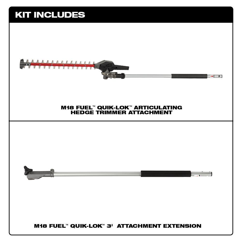 Milwaukee M18 FUEL Hedge Trimmer Attachment with QUIK-LOK 3 ft. Attachment Extension 49-16-2719-49-16-2721