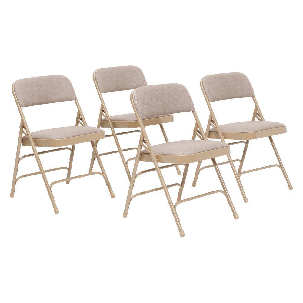 National Public Seating Beige Fabric Seat Stackable Folding Chair (Set of 4) 2301