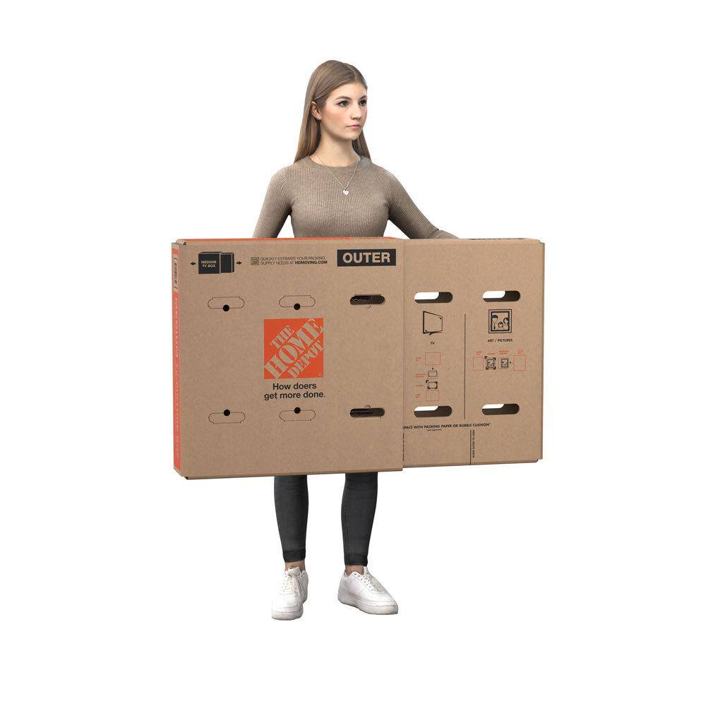 The Home Depot 25 in. L x 4 in. W x 26 in. D Heavy Duty Medium Adjustable TV, Picture, and Mirror Moving Box (42-Pack) MEDTV42