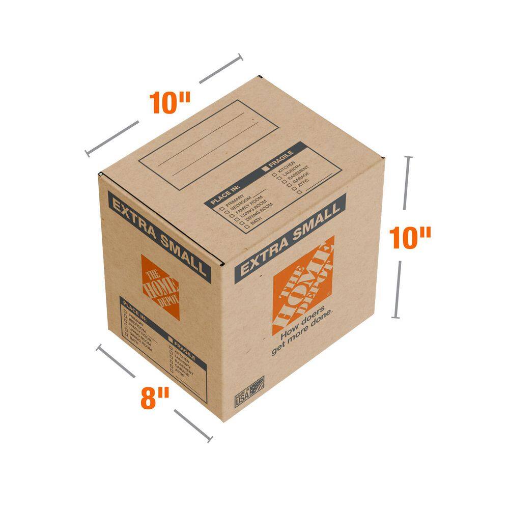 The Home Depot 10 in. L x 8 in. W x 10 in. D Extra Small Moving Box (50-Pack) XSB50