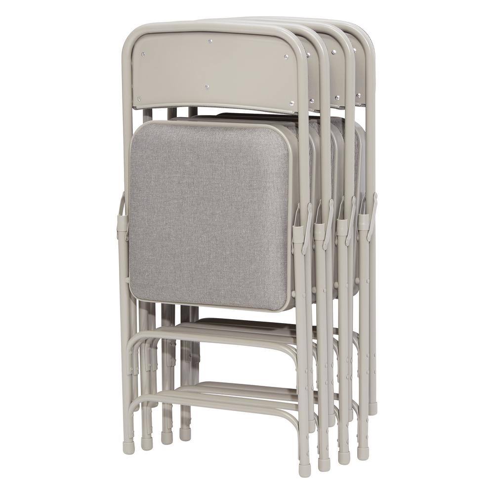 National Public Seating Grey Fabric Padded Seat Stackable Folding Chair (Set of 4) 2302
