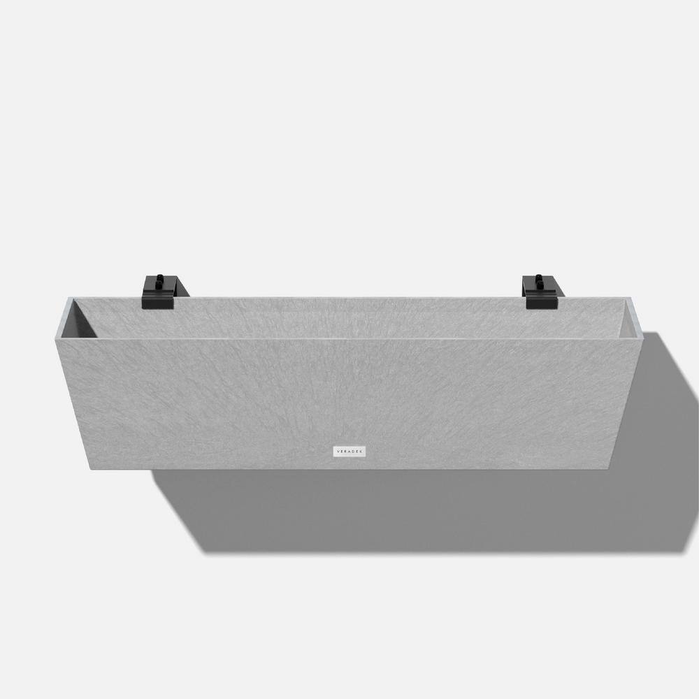 Veradek Pure Medium Gray Plastic Rectangular Railing Planter Box with Drainage Holes (36 in. L x 10 in. W x 11 in. H) WBRLV36C