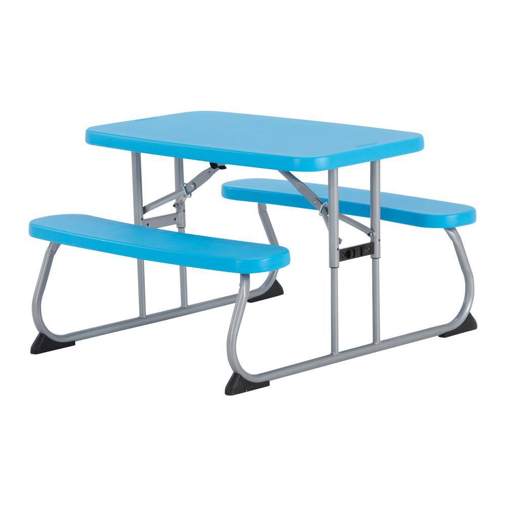 Lifetime 35.4 in. Blue Rectangle Steel and Resin Kids Picnic Table Seats 4 260261