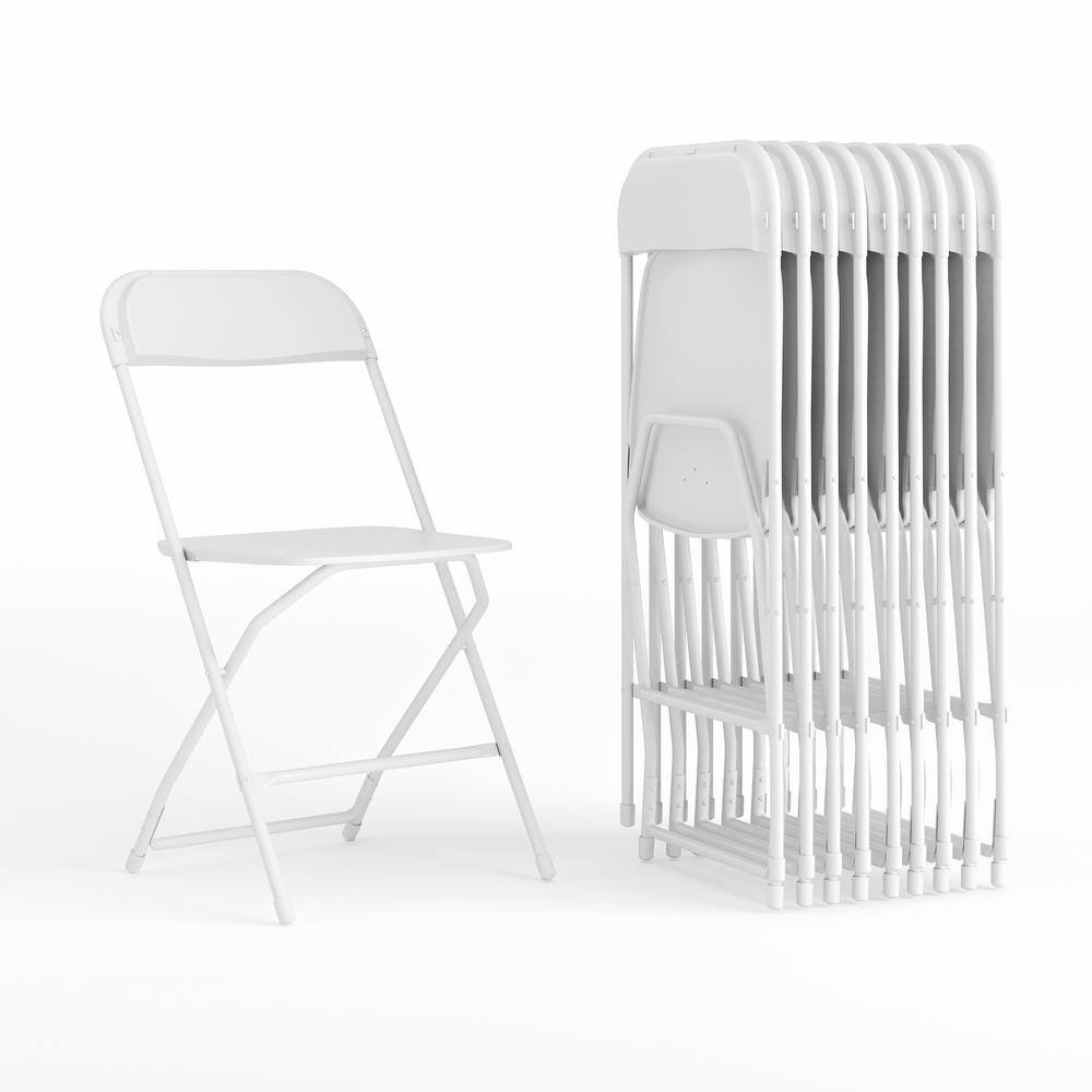 Carnegy Avenue Blue Plastic Seat with Metal Frame Folding Chair (Set of 2) CGA-LE-274398-BL-HD