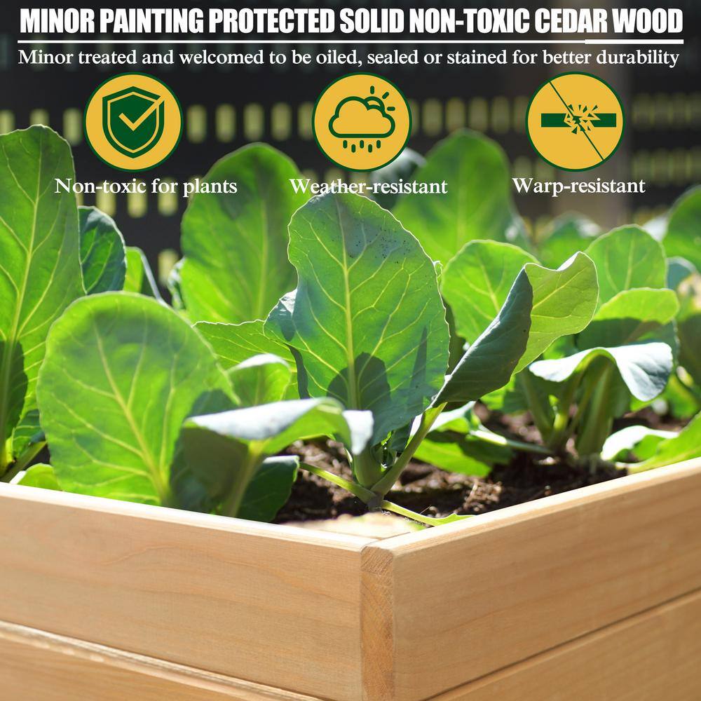 VEIKOUS 71 in. W x 31 in. D x 29 in. H Oversized Wooden Raised Garden Bed with Liner, Natural PG0102-08NW-1