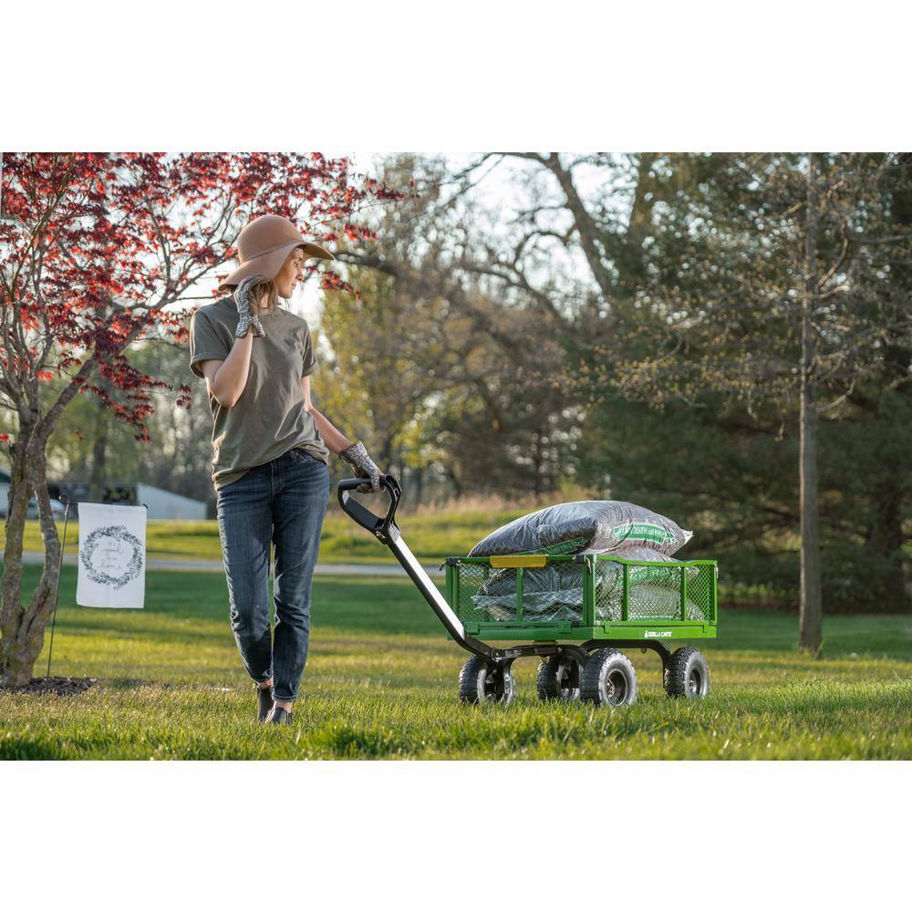 GORILLA CARTS 4 cu. ft., 900 lbs. Heavy-Duty Steel Utility Garden Cart, 4 cu. ft., 10 in. Pneumatic Tires, 2-in-1 Pull or Tow Handle GCG-9004T