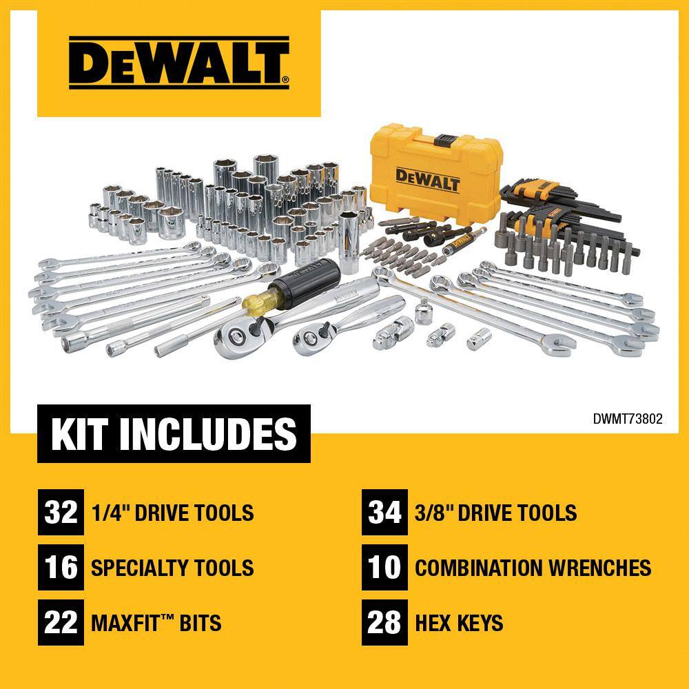 DEWALT ATOMIC 20V MAX Lithium-Ion Cordless Combo Kit 2-Tool and Mechanics Tool Set 142-Pc w/ (2) 2Ah Batteries, Charger and Bag DCK225D2WT73802