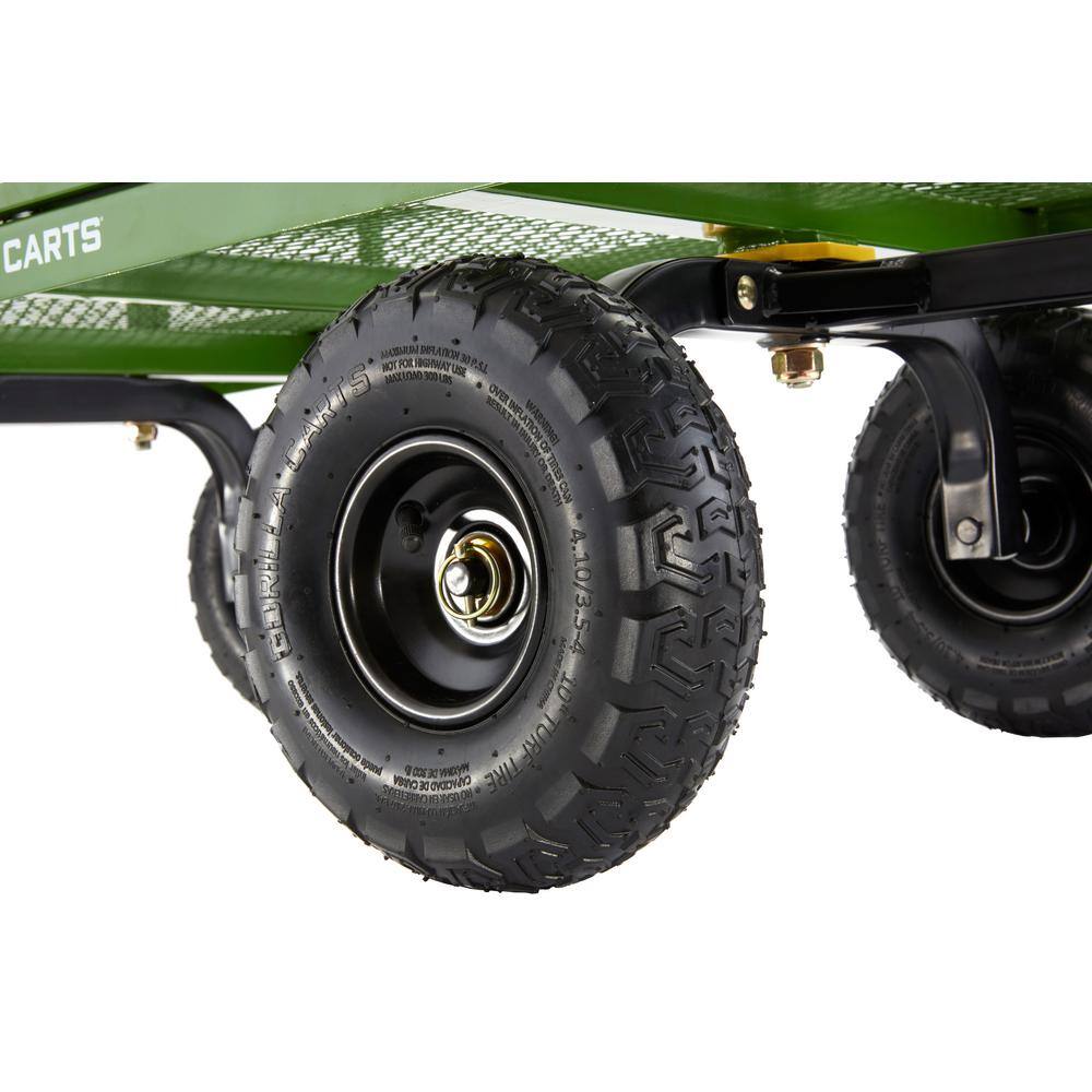 GORILLA CARTS 4 cu. ft., 900 lbs. Heavy-Duty Steel Utility Garden Cart, 4 cu. ft., 10 in. Pneumatic Tires, 2-in-1 Pull or Tow Handle GCG-9004T