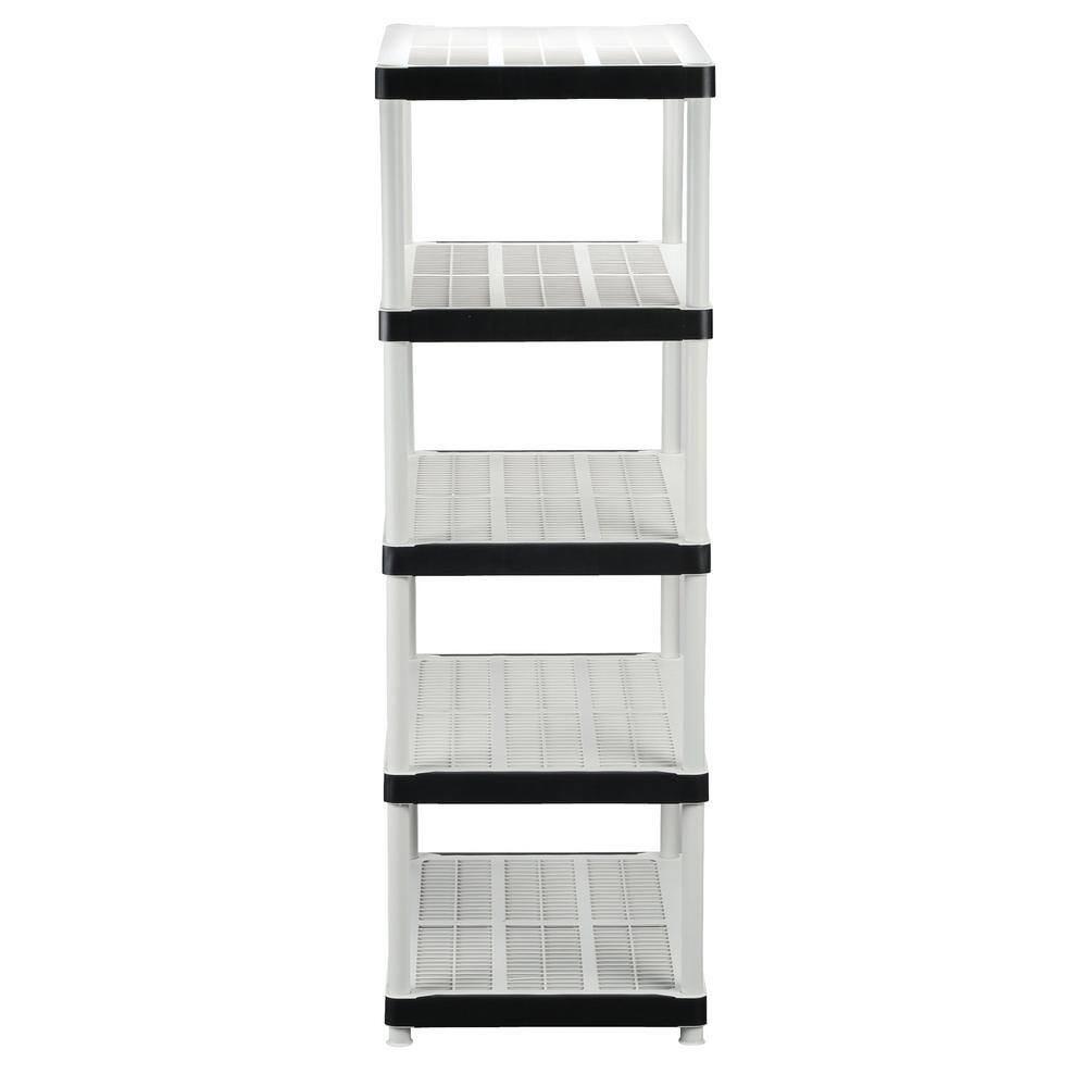 HDX 5-Tier Easy Assembly Multi-purpose Plastic Garage Storage Shelving Unit in Gray (36 in. W x 72 in. H x 24 in. D) 128974
