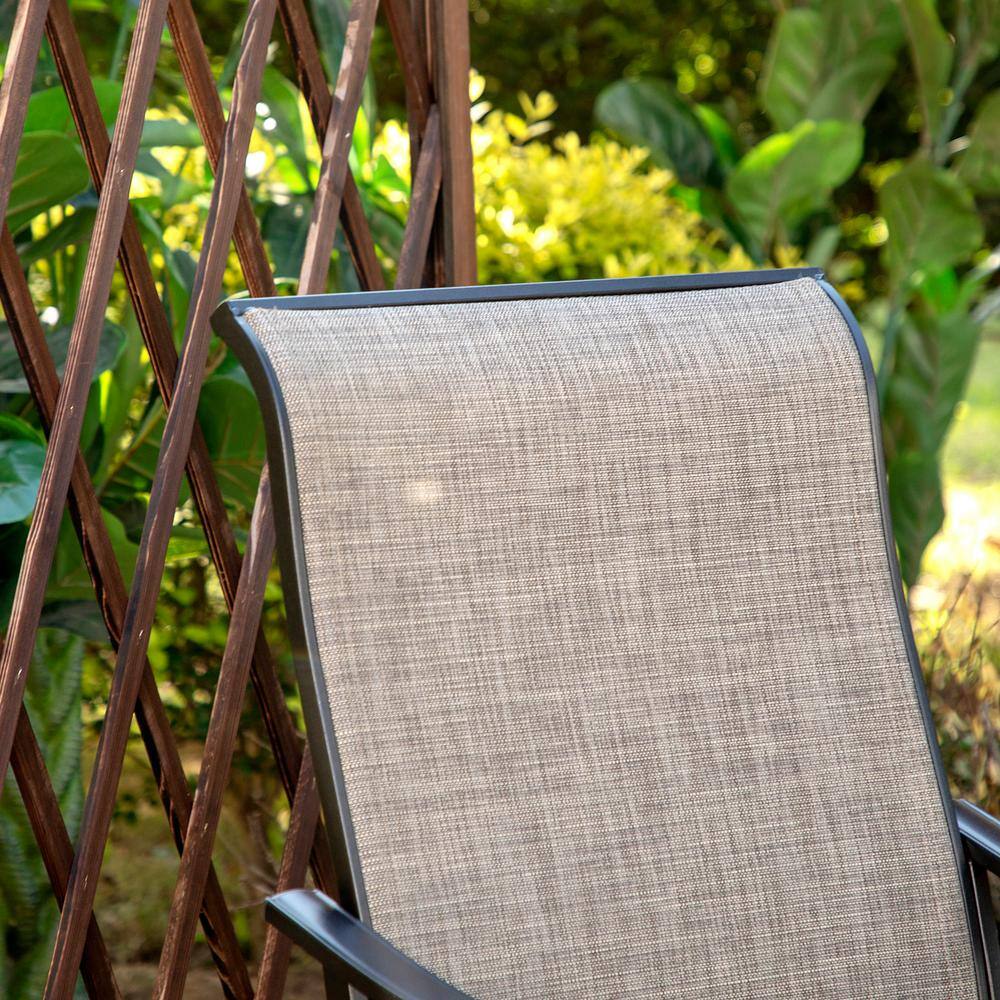 PHI VILLA Black 8-Piece Metal Rectangle Patio Outdoor Dining Set with Slat Table, Umbrella and Textilene Swivel Chairs THD8-0604-93BZ