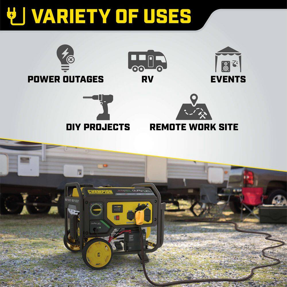 Champion Power Equipment 4550/3650-Watt Electric Start Gas and Propane Dual Fuel Powered RV Ready Portable Generator 200973