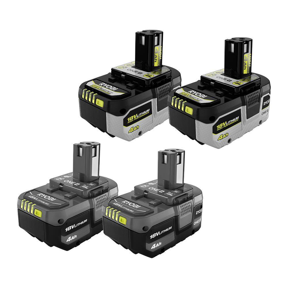 RYOBI ONE+ 18V HIGH PERFORMANCE Lithium-Ion 4.0 Ah Battery (2-Pack) with ONE+ 18V Lithium-Ion 4.0 Ah Battery (2-Pack) PBP2005-PBP2004